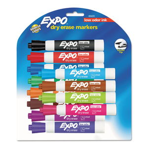 LOW-ODOR DRY-ERASE MARKER, BROAD CHISEL TIP, ASSORTED COLORS, 12/SET by Expo