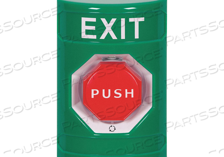 EXIT PUSH BUTTON GREEN SPDT 2-7/8 D by Safety Technology International