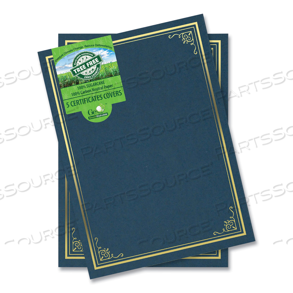 CERTIFICATE/DOCUMENT COVER, 9.75' X 12.5", NAVY WITH GOLD FOIL, 5/PACK 