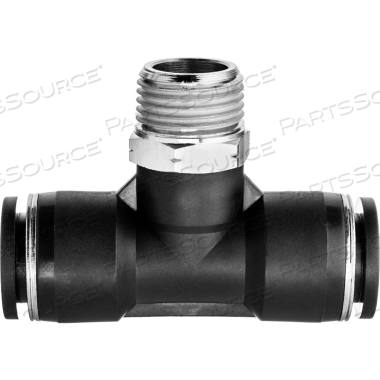 PUSH TO CONNECT TUBE FITTING - NYLON PLASTIC - TEE ADAPTER - 10MM TUBE OD X 1/4" NPT MALE 