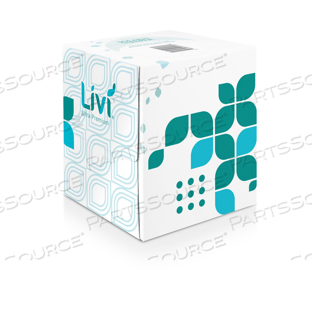 LIVI ULTRA PREMIUM FACIAL TISSUE, 2-PLY, WHITE, CUBE BOX, 80 SHEETS/BOX/CARTON by Livi