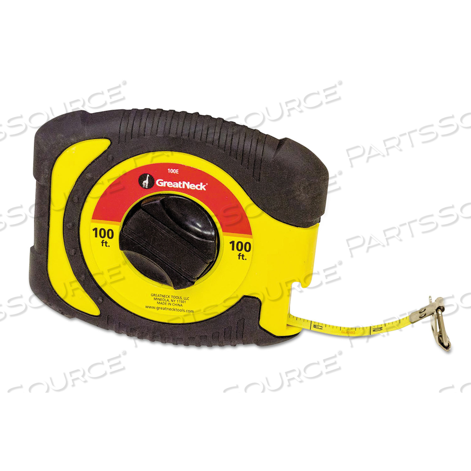 ENGLISH RULE MEASURING TAPE, 0.38" X 100 FT, STEEL, YELLOW by Great Neck