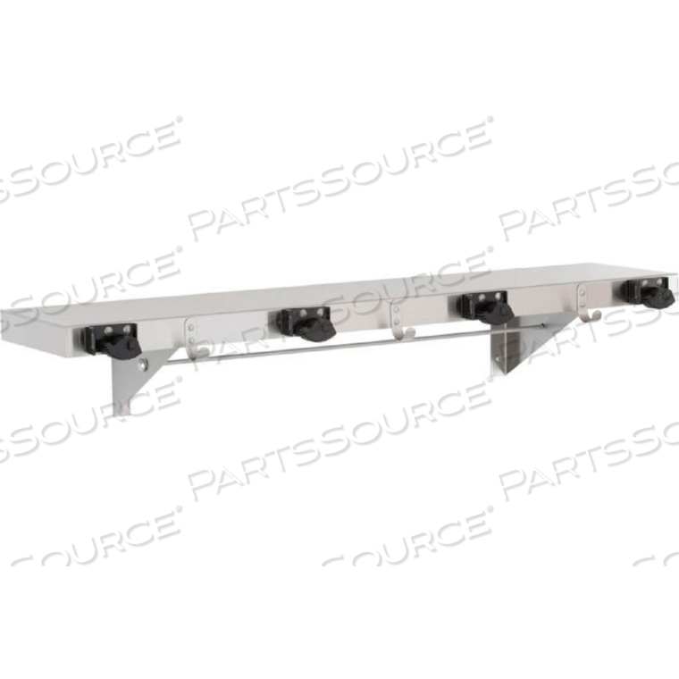 MOP/BROOM HOLDER W/ HOOKS, STAINLESS, 36", 3 HOOKS/4 PRONGS by Bobrick Washroom Equipment, Inc MOP/BROOM HOLDER W/ HOOKS, STAINLESS, 36", 3 HOOKS/4 PRONGS by Bobrick Washroom Equipment, Inc