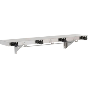 MOP/BROOM HOLDER W/ HOOKS, STAINLESS, 36", 3 HOOKS/4 PRONGS by Bobrick Washroom Equipment, Inc MOP/BROOM HOLDER W/ HOOKS, STAINLESS, 36", 3 HOOKS/4 PRONGS by Bobrick Washroom Equipment, Inc
