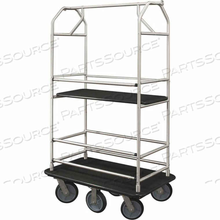 BELLMAN CONDO CART 48X25 SATIN ALUMINUM BLACK CARPET, 6 RUBBER WHEELS by Glaro Products Inc BELLMAN CONDO CART 48X25 SATIN ALUMINUM BLACK CARPET, 6 RUBBER WHEELS by Glaro Products Inc