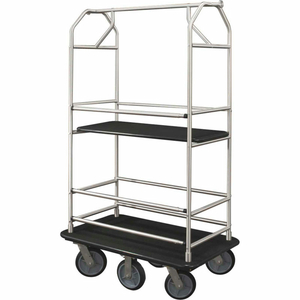 BELLMAN CONDO CART 48X25 SATIN ALUMINUM BLACK CARPET, 6 RUBBER WHEELS by Glaro Products Inc