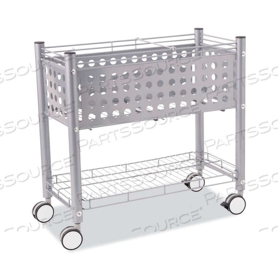 FILE CART WITH OPEN TOP, METAL, 1 SHELF, 2 BINS, 28.25" X 13.75" X 27.38", MATTE GRAY by Vertiflex FILE CART WITH OPEN TOP, METAL, 1 SHELF, 2 BINS, 28.25" X 13.75" X 27.38", MATTE GRAY by Vertiflex
