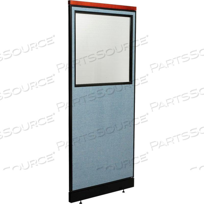 INTERION DELUXE OFFICE PARTITION PANEL W/PARTIAL WINDOW & RACEWAY 24-1/4"W X 77-1/2"H BLUE 