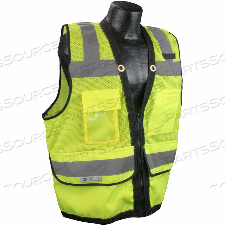 TYPE R CLASS 2 HEAVY DUTY SURVEYOR SAFETY VEST, ZIPPER, 2XL, GREEN by Radians