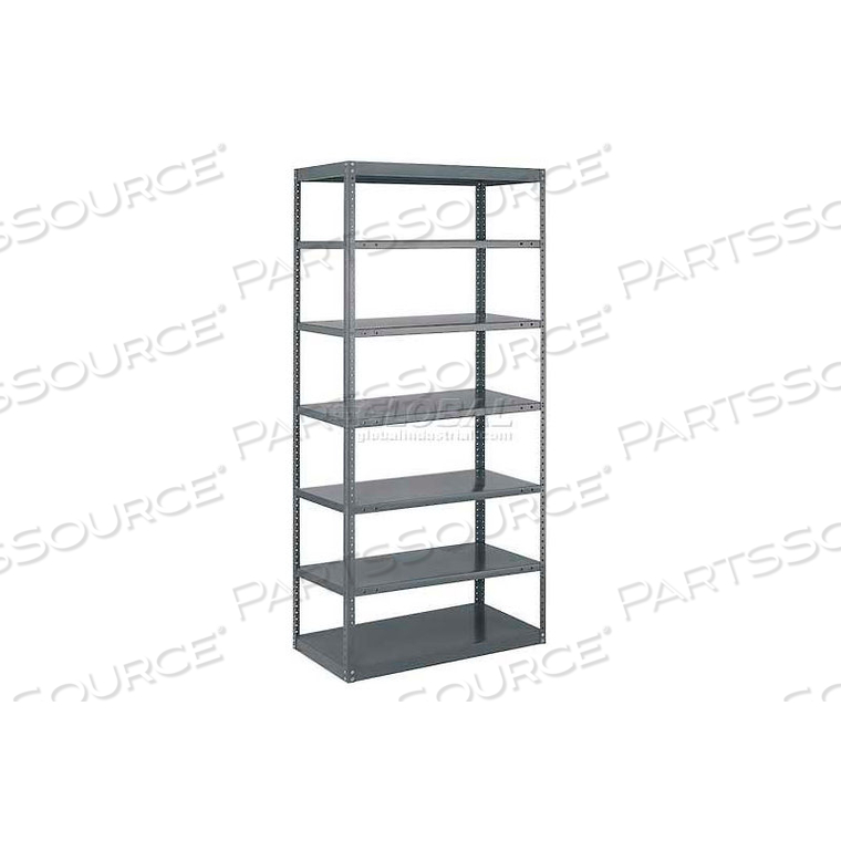 N&B STURDI-FRAME OPEN SHELVING UNIT 36"W X 24"D X 87"H, 7 SHELVES, 18 GA., DARK GRAY 