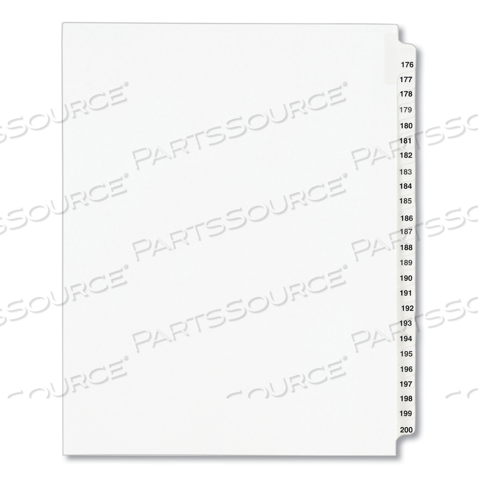 PREPRINTED LEGAL EXHIBIT SIDE TAB INDEX DIVIDERS, AVERY STYLE, 25-TAB, 176 TO 200, 11 X 8.5, WHITE, 1 SET, (1337) by Avery
