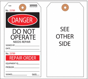 DANGER TAG 5-3/4 X 2-7/8 IN PK100 by Electromark