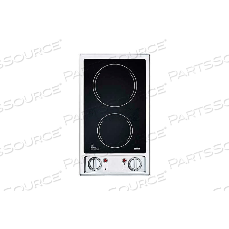 2-BURNER ELECTRIC COOKTOP, BLACK CERAMIC GLASS SURFACE, 120V by Summit Appliance (Div. of Felix Storch, Inc.)