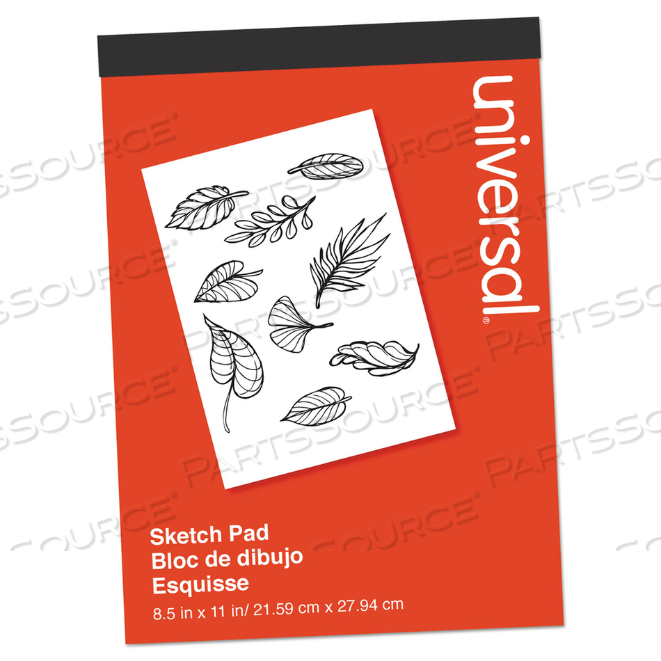 SKETCH PAD, UNRULED, RED COVER, 70 WHITE 8.5 X 11 SHEETS 