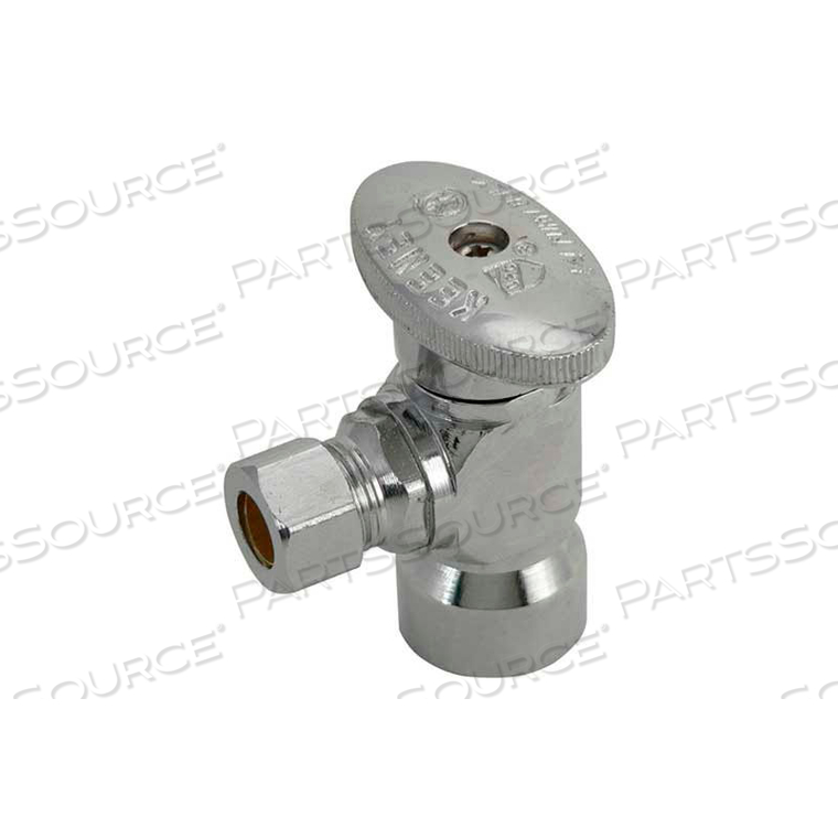 2048PCLF, QUARTER TURN ANGLE VALVE 1/2" F.I.P. X 3/8" O.D., LEAD FREE 