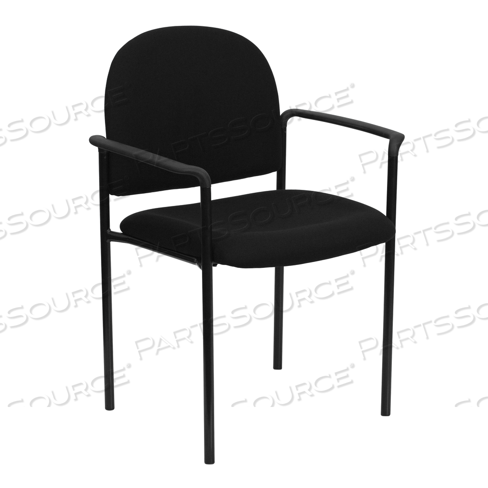 TIFFANY COMFORT BLACK FABRIC STACKABLE STEEL SIDE RECEPTION CHAIR WITH ARMS by Flash Furniture