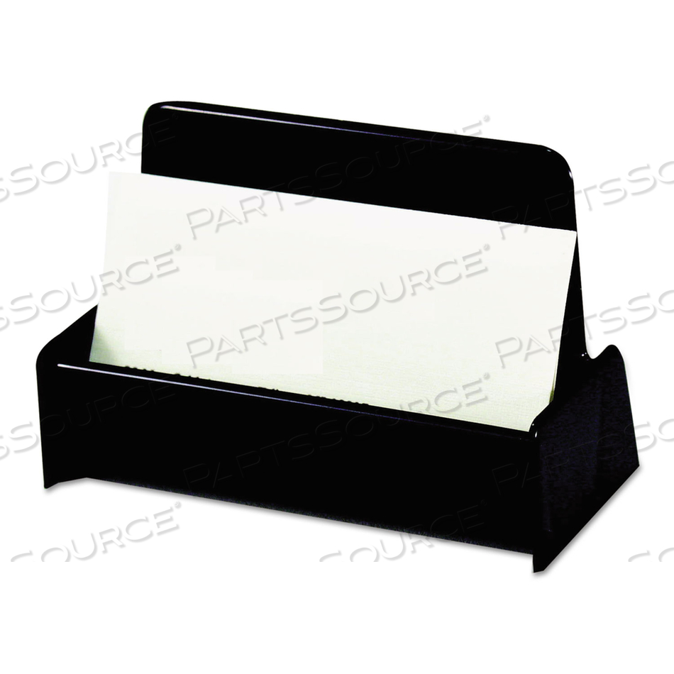 BUSINESS CARD HOLDER, HOLDS 50 2 X 3.5 CARDS, 3.75 X 1.81 X 1.38, PLASTIC, BLACK by Universal BUSINESS CARD HOLDER, HOLDS 50 2 X 3.5 CARDS, 3.75 X 1.81 X 1.38, PLASTIC, BLACK by Universal