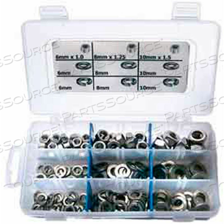 MACHINE SCREW NUTS, FLAT & LOCK WASHERS, ZINC PLATED STEEL, SMALL DRAWER ASST, 19 ITEMS, 1600 PIECES 