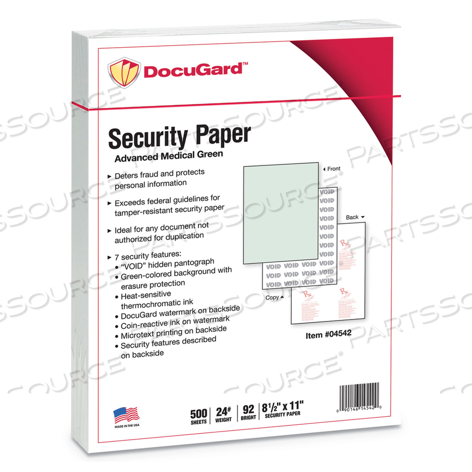 MEDICAL SECURITY PAPERS, 24 LB BOND WEIGHT, 8.5 X 11, GREEN by Docugard MEDICAL SECURITY PAPERS, 24 LB BOND WEIGHT, 8.5 X 11, GREEN by Docugard