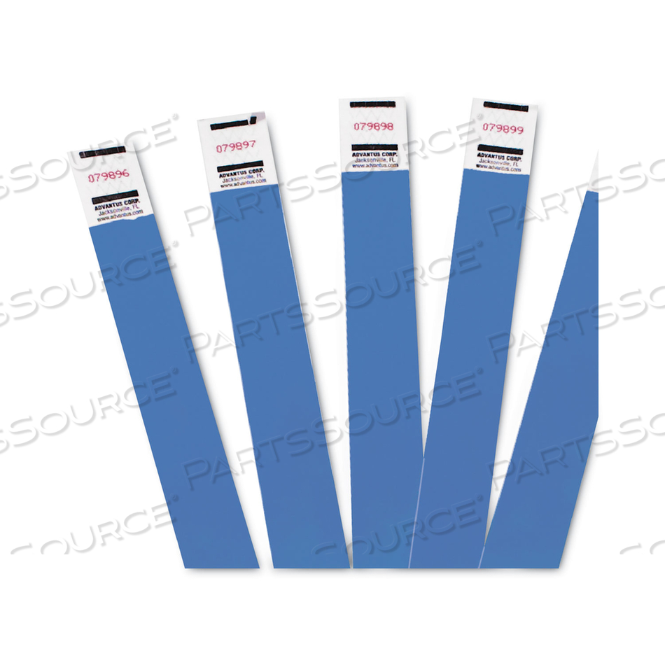 CROWD MANAGEMENT WRISTBANDS, SEQUENTIALLY NUMBERED, 9.75" X 0.75", BLUE by Advantus