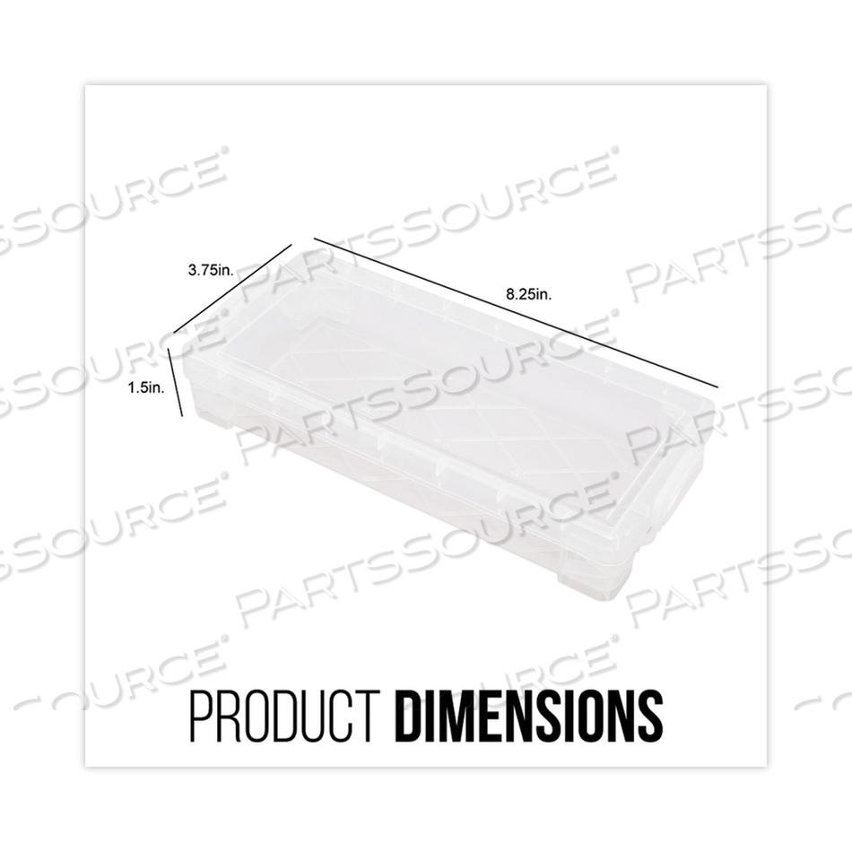 SUPER STACKER PENCIL BOX, PLASTIC, 8.25 X 3.75 X 1.5, CLEAR by Advantus SUPER STACKER PENCIL BOX, PLASTIC, 8.25 X 3.75 X 1.5, CLEAR by Advantus