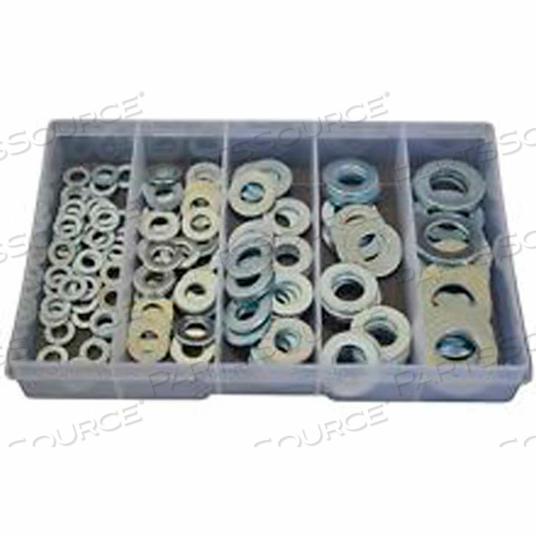 FENDER WASHERS, ZINC PLATED STEEL, LARGE DRAWER ASSORTMENT, 12 ITEMS, 525 PIECES 