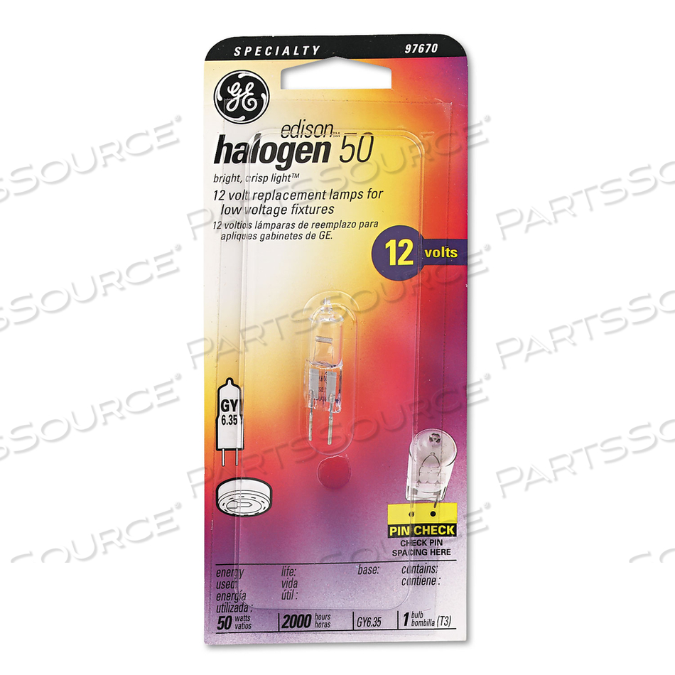 HALOGEN BULB, T3, 50 W, CLEAR by GE Lighting