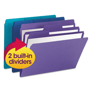 SUPERTAB ORGANIZER FOLDER, 1/3-CUT TABS: ASSORTED, LETTER SIZE, 0.75" EXPANSION, ASSORTED COLORS, 3/PACK by Smead