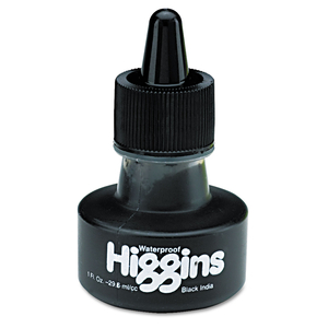 WATERPROOF PIGMENTED DRAWING INK, 1 OZ BOTTLE, BLACK by Higgins