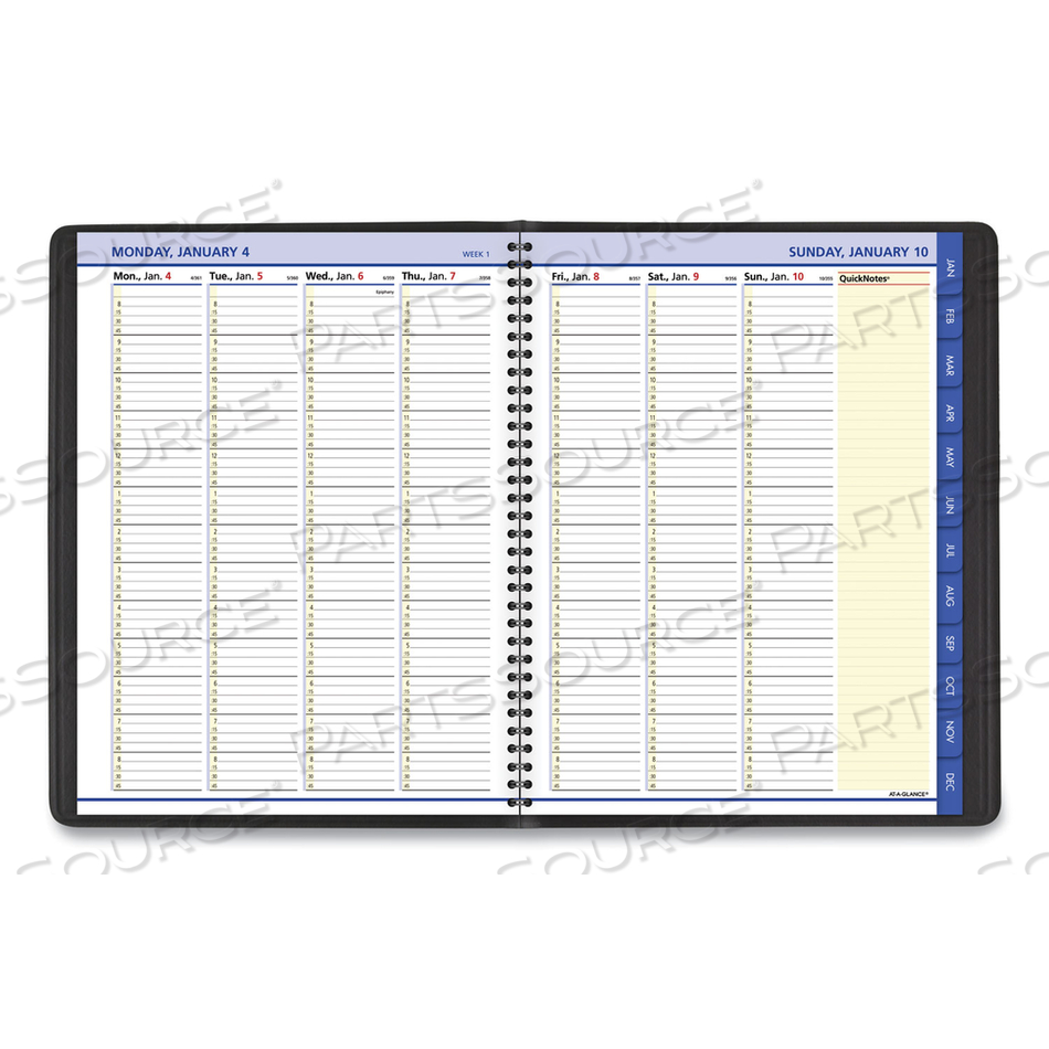 QUICKNOTES WEEKLY VERTICAL-COLUMN FORMAT APPOINTMENT BOOK, 11 X 8.25, BLACK COVER, 12-MONTH (JAN TO DEC): 2023 