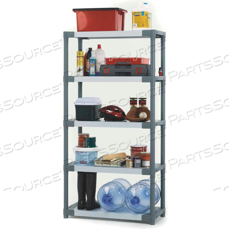 PLASTIC SOLID SHELVING 36"W X 16"D X 70"H CAPACITY 200 LBS by Grosfillex PLASTIC SOLID SHELVING 36"W X 16"D X 70"H CAPACITY 200 LBS by Grosfillex