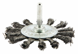 WIRE WHEEL BRUSH, TWISTED STEEL, 3 1/4 IN DIA X 3/8 IN WD, 1/4 IN SHANK by Norton | Saint-Gobain Abrasives