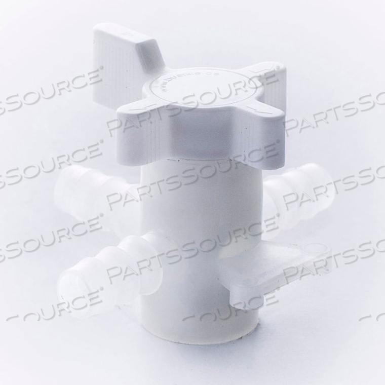THREE-WAY PVDF FLUOROPLASTIC STOPCOCK, 10MM TUBING, 8MM BORE by Bel-Art Products