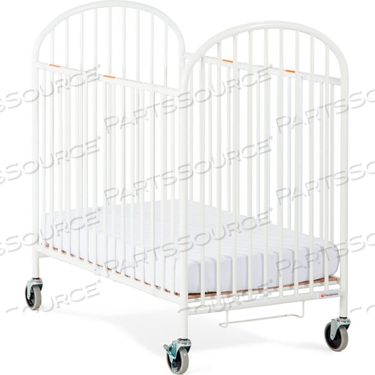 PINNACLE STEEL FOLDING COMPACT CRIB WITH 4" CASTERS AND FOAM MATTRESS by Foundations