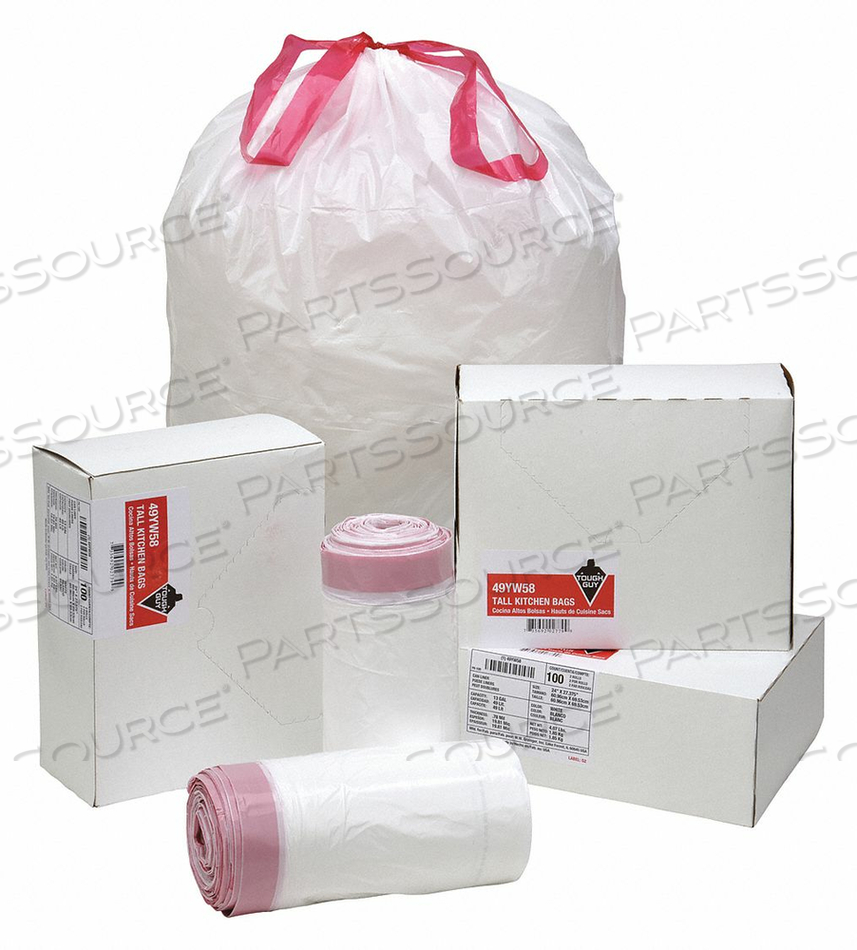 TRASH BAG 13 GAL. WHITE PK100 by Tough Guy