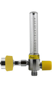 CHROME, DIAL FLOWMETER, 0 TO 15 LPM, DISS FEMALE HAND TIGHT, 50 PSI, MEDICAL AIR, POLYCARBONATE, BRASS, YELLOW, +/-0.25 TO 0.5 LPM by Precision Medical, Inc.