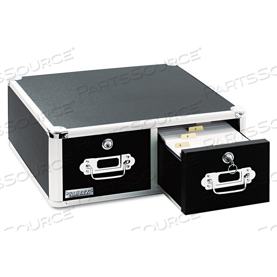VAULTZ LOCKING TWO-DRAWER INDEX CARD BOX, HOLDS 3,000 4 X 6 CARDS, 17.5 X 14 X 6.5, BLACK by Vaultz VAULTZ LOCKING TWO-DRAWER INDEX CARD BOX, HOLDS 3,000 4 X 6 CARDS, 17.5 X 14 X 6.5, BLACK by Vaultz