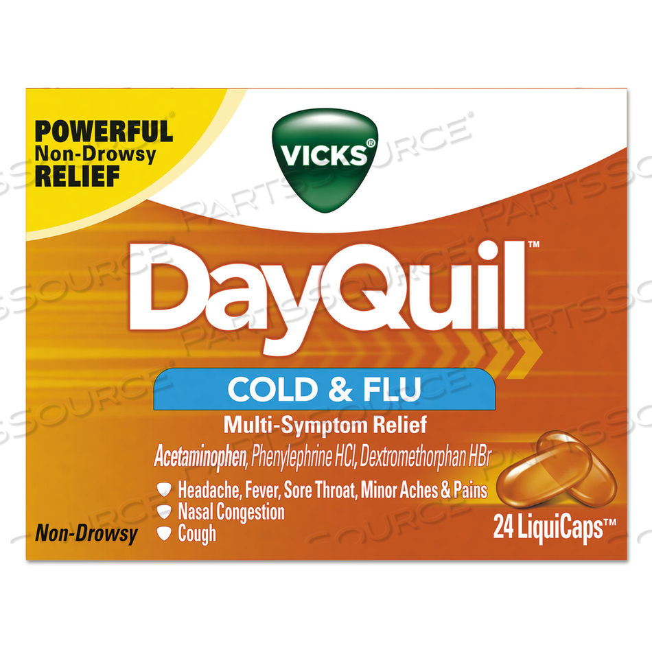 DAYQUIL COLD AND FLU LIQUICAPS, 24/BOX, 24 BOXES/CARTON 