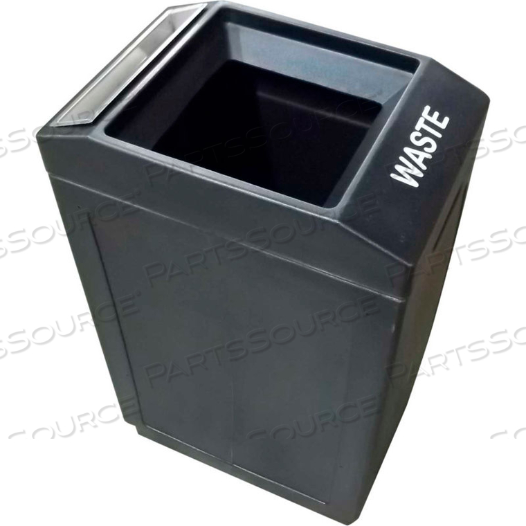 39 GALLON SIDEKICK OPEN TOP WASTE CONTAINER W/ASHTRAY, BLACK 