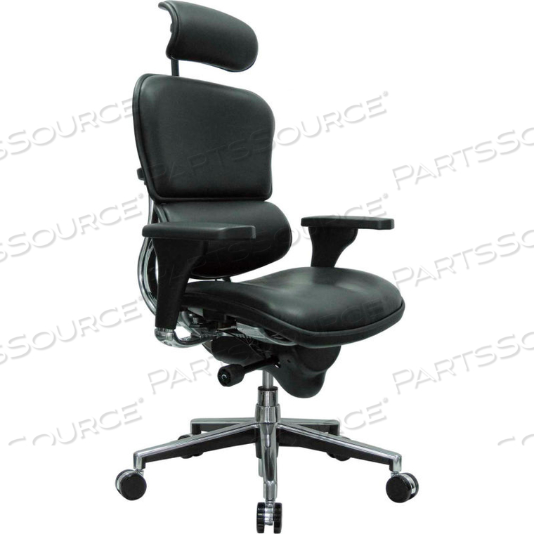 EUROTECH TASK CHAIR WITH HEADREST - LEATHER - BLACK - ERGOHUMAN SERIES by Raynor Marketing