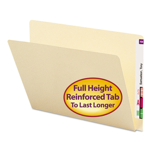 EXTENDED END TAB MANILA FOLDERS, STRAIGHT TABS, LETTER SIZE, 0.75" EXPANSION, MANILA, 100/BOX by Smead
