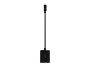 ROCKSTAR, USB-C TO HEADPHONE JACK / CHARGING ADAPTER, USB-C MALE TO MINI JACK, USB-C FEMALE, 7.7 IN, USB POWER DELIVERY (60W) by Belkin