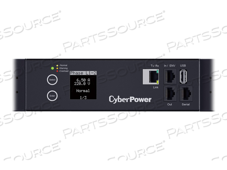 SWITCHED METERED-BY-OUTLET PDU83107, POWER DISTRIBUTION UNIT (RACK-MOUNTABLE), AC 200-240 V, 3-PHASE, ETHERNET, USB, SERIAL, INPUT: HUBBELL  by CyberPower