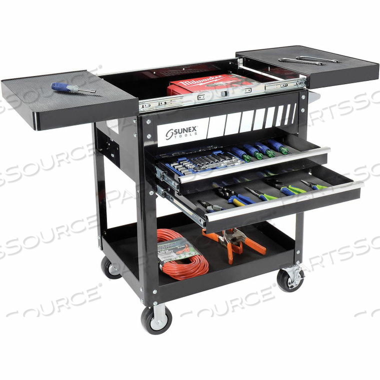 29" 2 DRAWER SLIDE TOP BLACK TOOL CART W/ 5" CASTERS by Sunex Tools 29" 2 DRAWER SLIDE TOP BLACK TOOL CART W/ 5" CASTERS by Sunex Tools