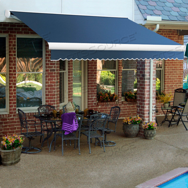 RETRACTABLE AWNING MANUAL 18'W X 10'D X 10"H DUSTY BLUE 