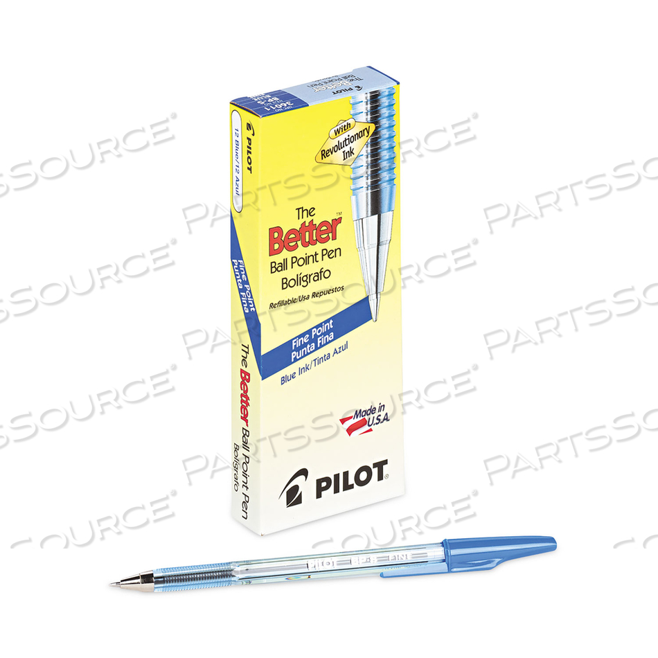 BETTER BALLPOINT PEN, STICK, FINE 0.7 MM, BLUE INK, TRANSLUCENT BLUE BARREL by Pilot