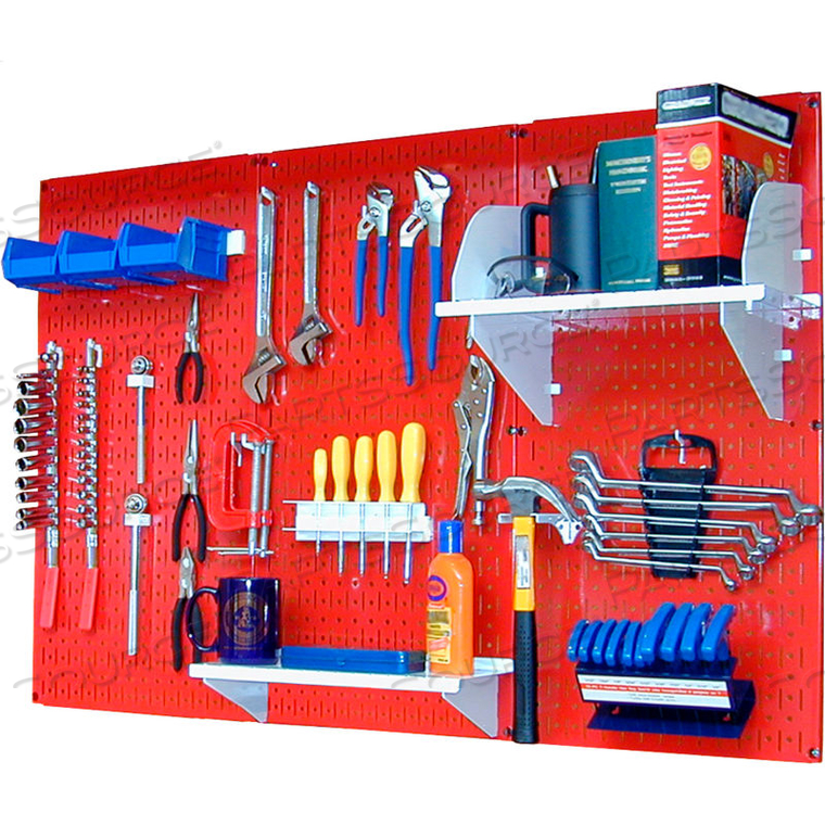 PEGBOARD STANDARD TOOL STORAGE KIT, RED/WHITE, 48" X 32" X 9" by Wall Control Pegboard