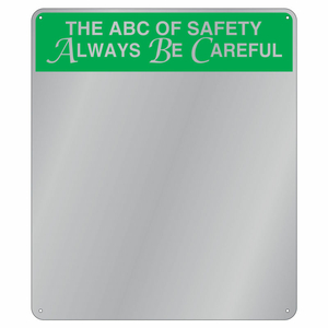 ACRYLIC SAFETY MESSAGE MIRROR, INDOOR, 29"X16", "THE ABC OF SAFETY" by Se-Kure Domes & Mirrors