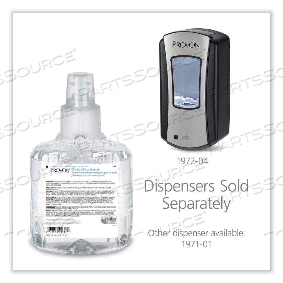 CLEAR AND MILD FOAM HAND WASH, UNSCENTED, 1,200 ML REFILL by Provon CLEAR AND MILD FOAM HAND WASH, UNSCENTED, 1,200 ML REFILL by Provon