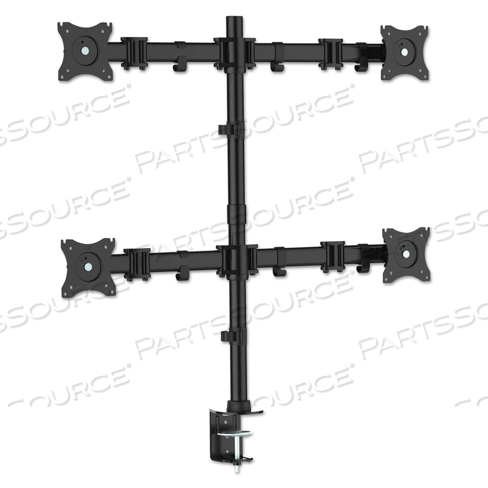 ARTICULATING QUAD MONITOR ARMS, FOR 13" TO 27" MONITORS, 360 DEG ROTATION, 45 DEG TILT, 180 DEG PAN, BLACK, SUPPORTS 18 LB by Kantek ARTICULATING QUAD MONITOR ARMS, FOR 13" TO 27" MONITORS, 360 DEG ROTATION, 45 DEG TILT, 180 DEG PAN, BLACK, SUPPORTS 18 LB by Kantek